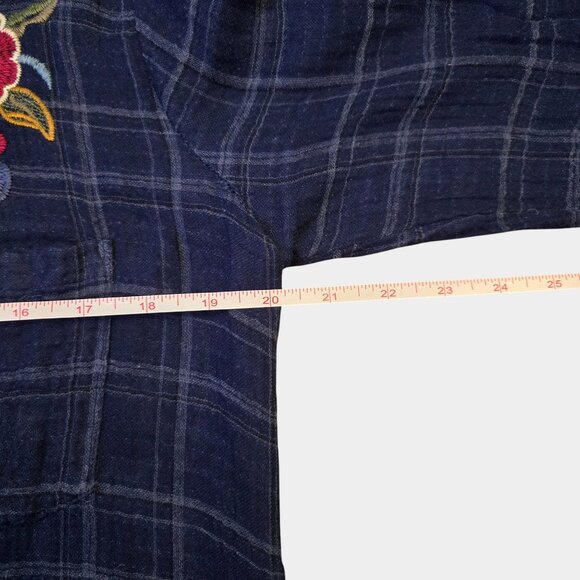 Johnny Was Workshop Esmerelda Embroidered Plaid Tunic M Floral Boho Western NWT - Picture 8 of 9